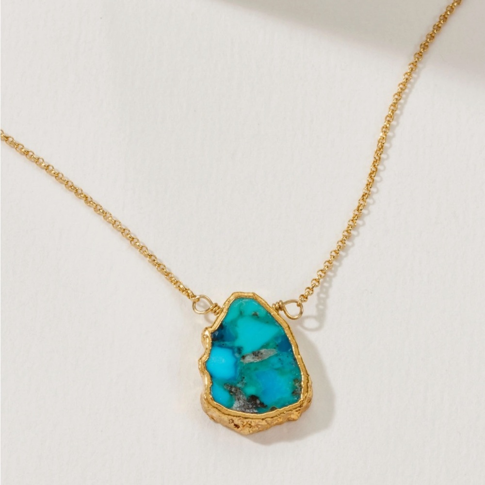 Gold and Turquoise Pendant Necklace